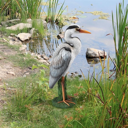 Gray Heron Coastal Bird Statue